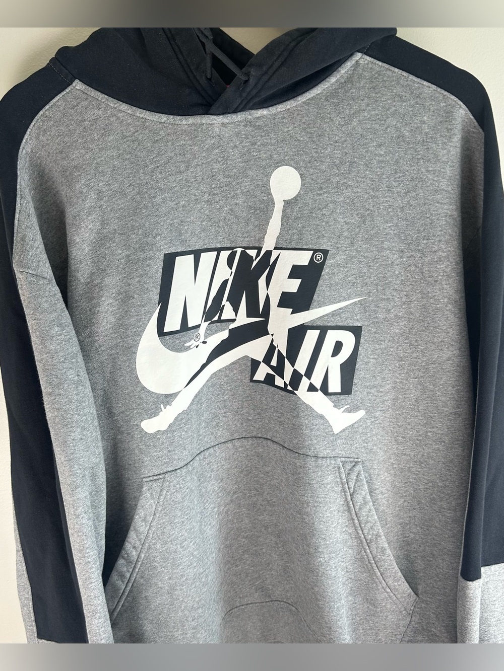 Nike Air Jordan Jumpman Men's Hoodie Sweater XL Gray & Black Drawstring Vintage - Picture 5 of 10
